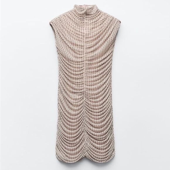 ZARA SHORT MESH RHINESTONE DRESS - Picture 11 of 11